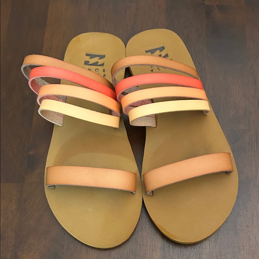 NWT Billabong Orange and Tan Strappy Sandals